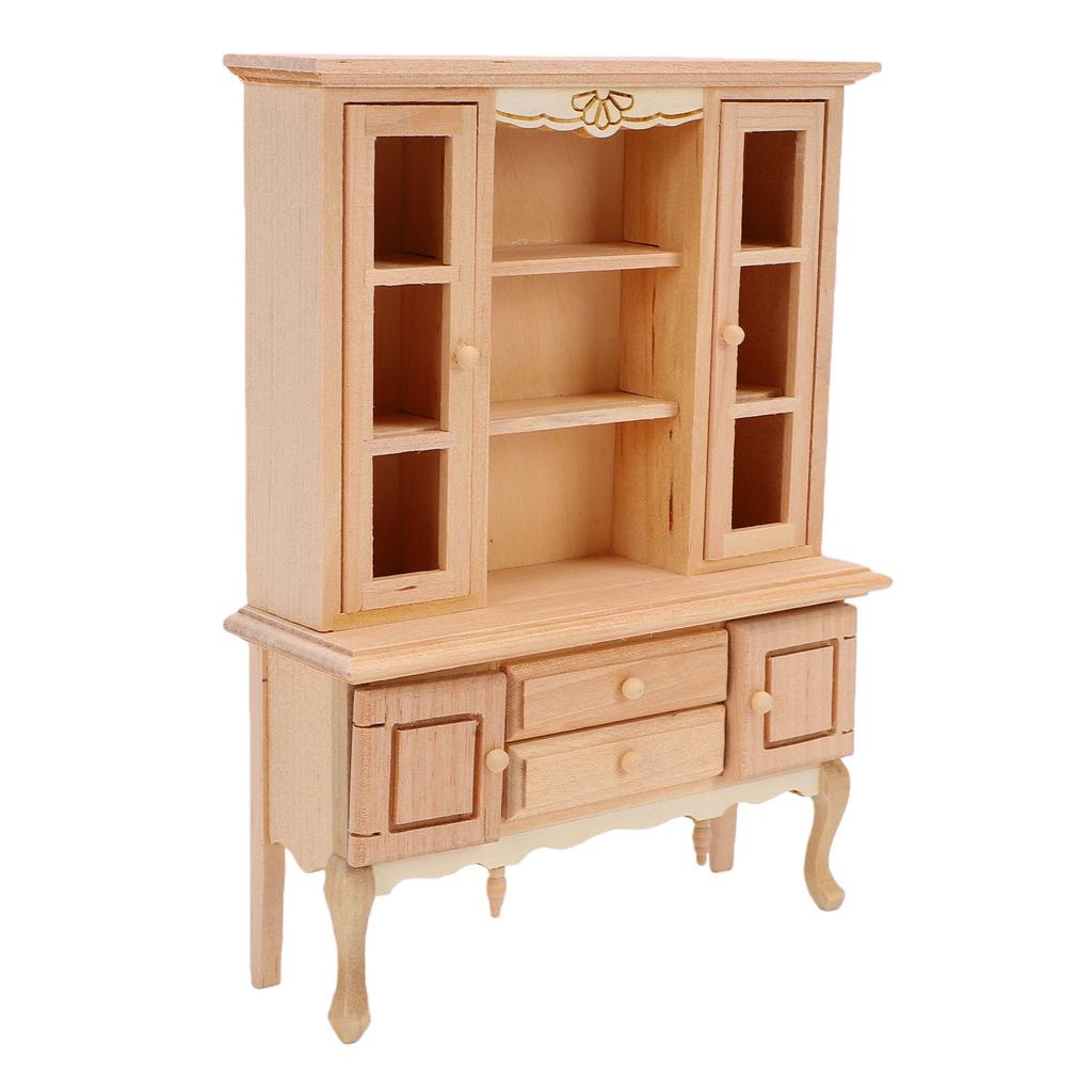 1:12 Scale Dollhouse Miniature Cabinet Wooden Unpainted Miniature Cupboard with Drawers