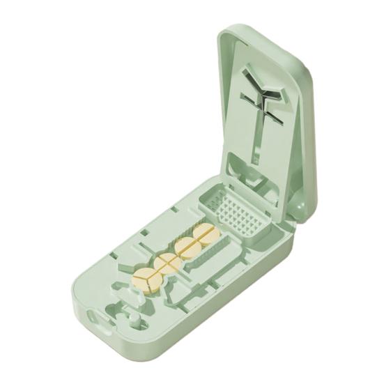 Portable Pill Cutter with 2-In-1 Multi-purpose 46026 Pill Splitter 46024 46025 Storage Compartment Cutting Tools Travel зелёный