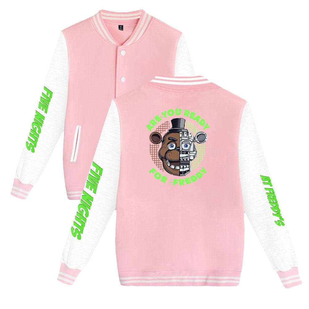 Women Men Bomber Jackets Autumn Winter Fashion Five Nights At Freddy's Baseball Uniform Oversize Coats Student Couple Harajuku Loose Streetwear Jacket