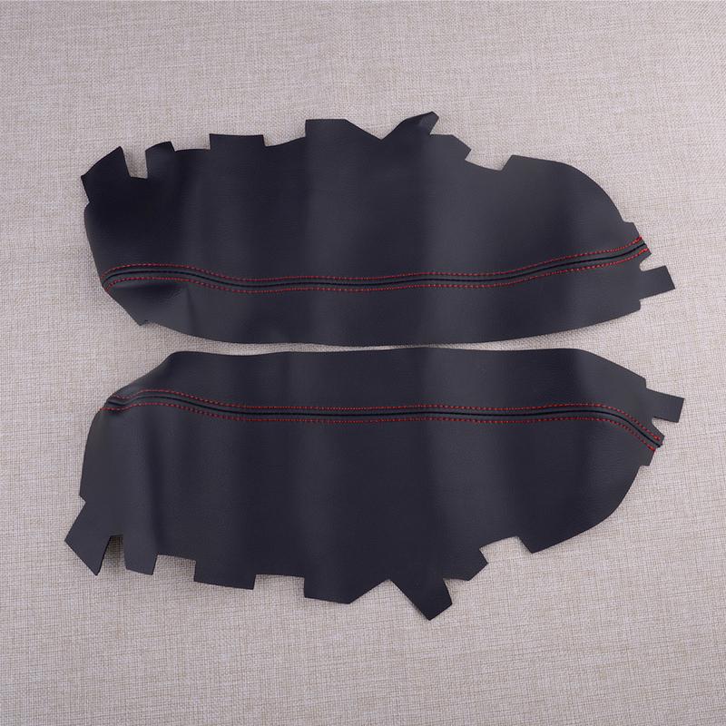 Car Front Door Panel Armrest Cover Skin Pad Protector Fit for Toyota Avalon 2013-2018 Black with Red Line Microfiber Leather