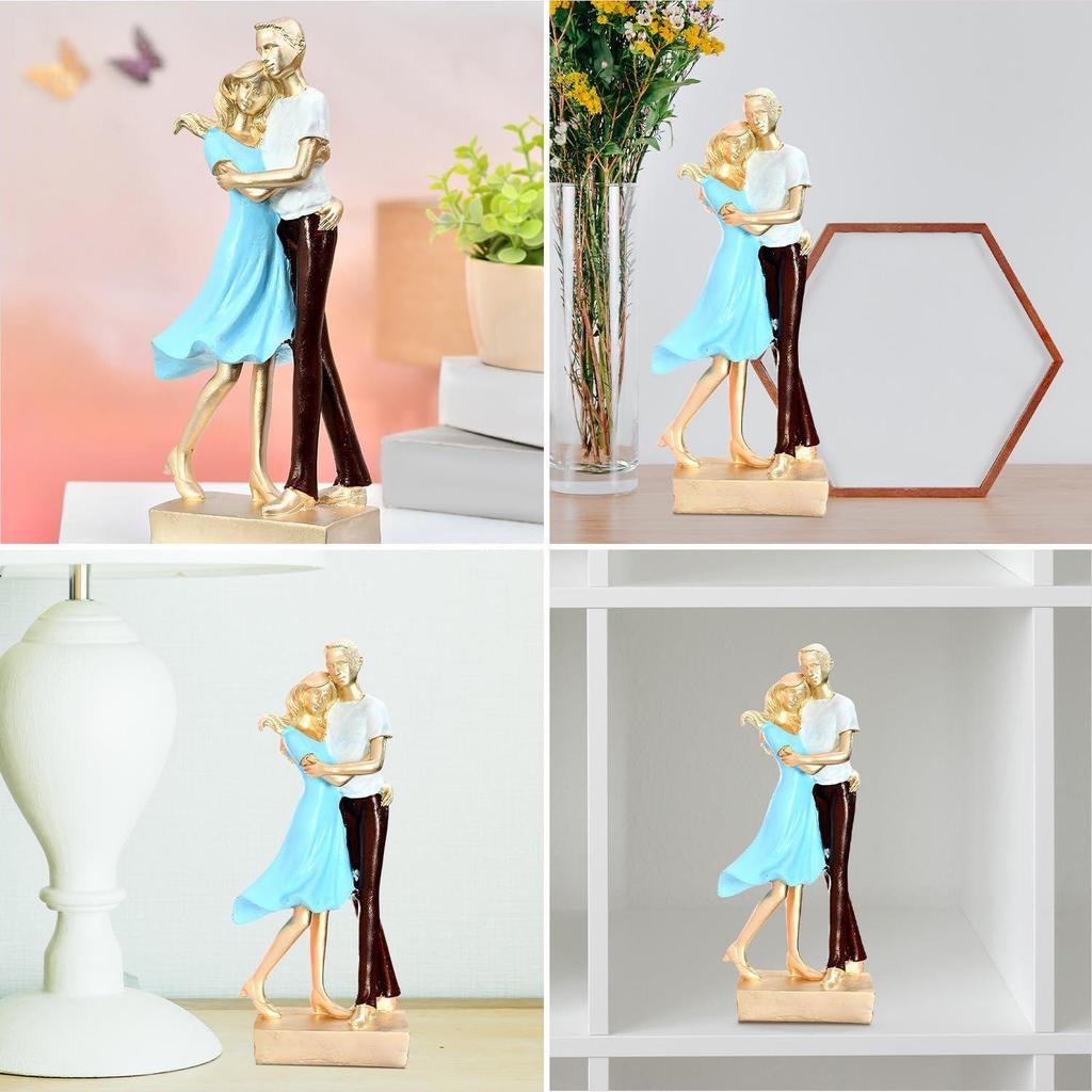 Ethereal Hugging Couple Sculpture | A Tender Expression of Warmth & Togetherness | Perfect for Romantic Interiors – Pack of 1, Multicolor