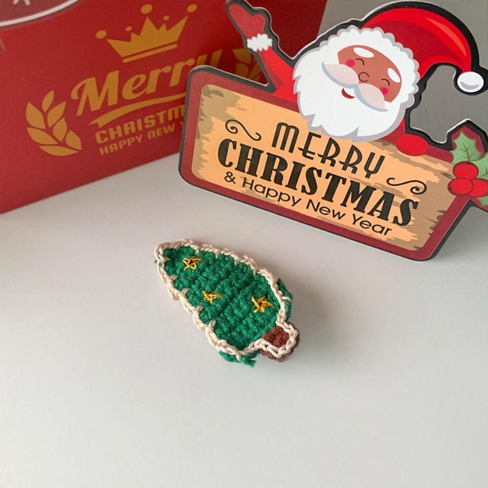 Soft Christmas Hair Clip Woolen Yarn Christmas Tree Hairpin Knitted Xmas Barrettes Christmas