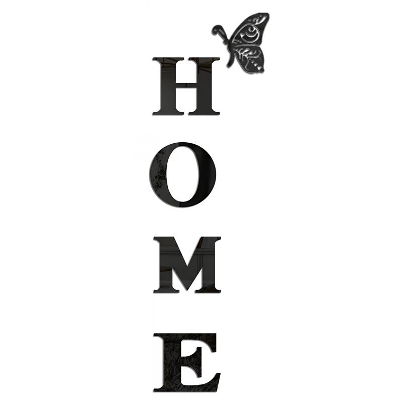 1 Set Acrylic 3D Family Slogan Self-Adhesive Wall Sticker DIY Mirror Home Decor HOME Removable English Alphabet