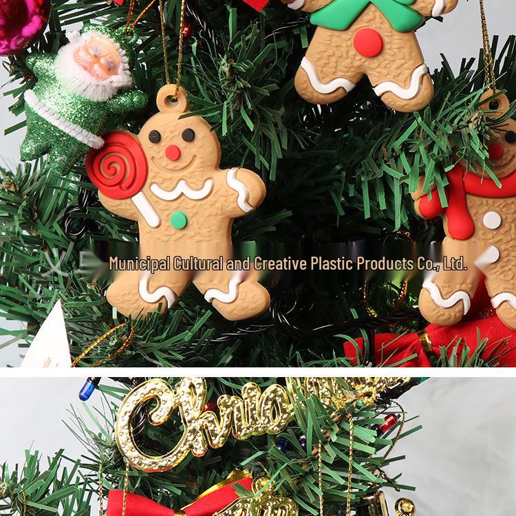 Christmas Gingerbread Man PVC Ornament: Soft Rubber Snowman Cookie, House & Tree Decoration