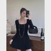 Elegant French Design Slim Knit Dress with Pleated Skirt – 2023 Autumn/Winter Collection