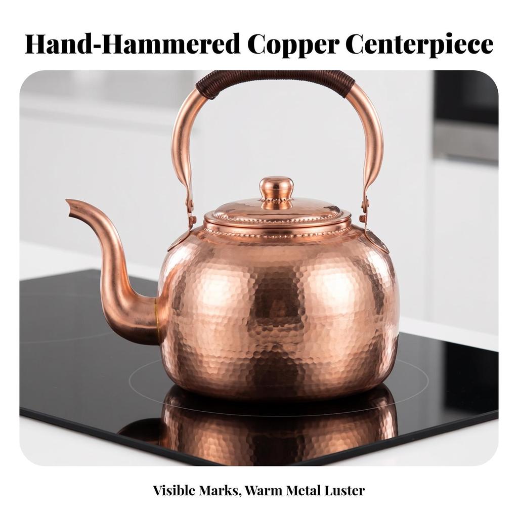 Copper Kettle Large Capacity Cookware Traditional for Kitchen, Home Cooks