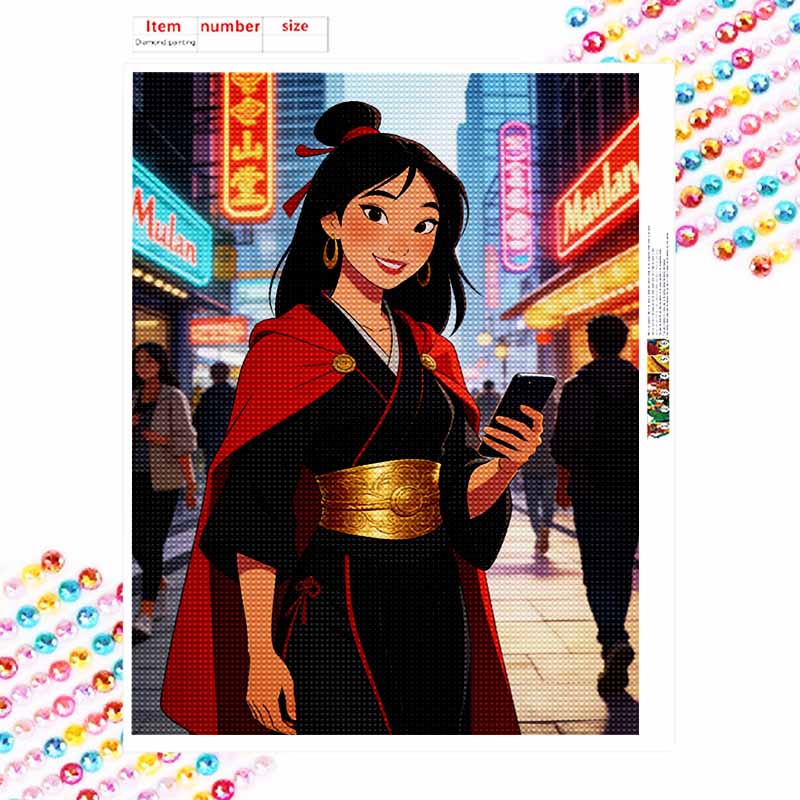 Disney Mulan Modern City Phone Diamond Paint Painting Art Kit Handmade DIY5D Home Decor Gift