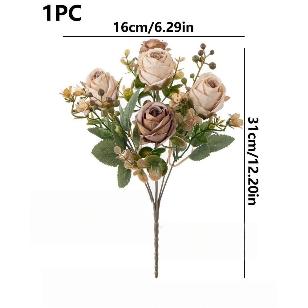Embroidered Ball Simulation Flower Bundle Design Artificial Flower Lifelike Silk Rose Party Decor