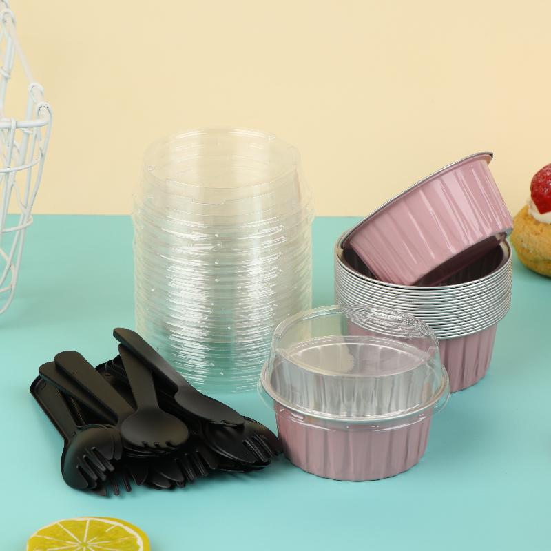 20 Set Aluminum Foil Cake Cups Mini Cake Pans Disposable Baking Mold For Mousse Pudding Portion Baking Tray