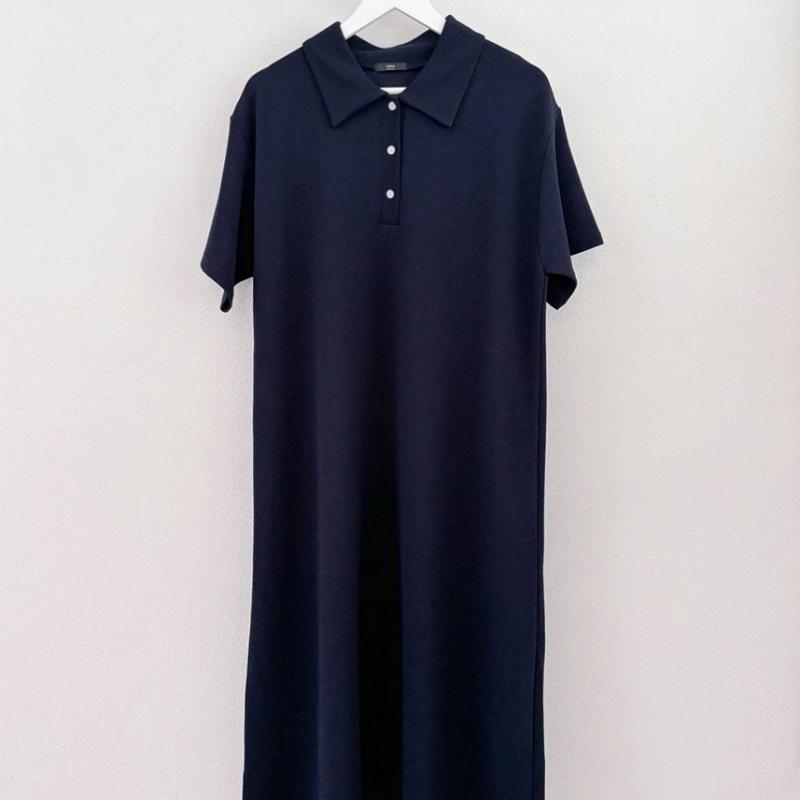 Shop   Women BAsic CollAr Button Open A Line Dress nAvy ArA Wdr 3194
