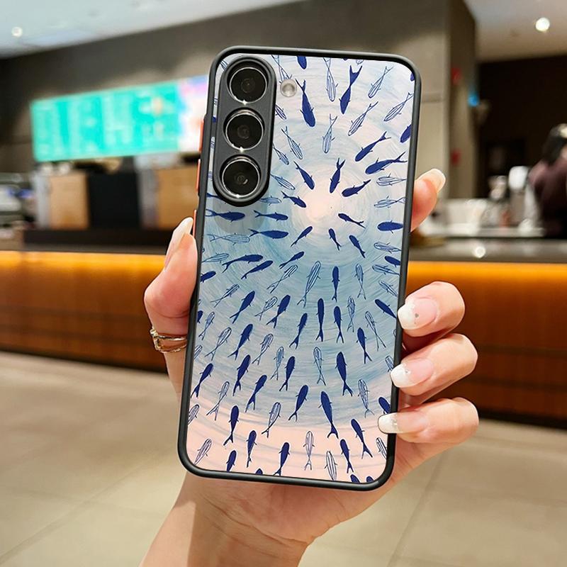 Wzorzyste etui na telefon ze zwierzętami oceanicznymi dla Samsunga S25 S24 Fe S22 Plus Ultra S23 S21 A56 A36 A55 A16 A54 A35 A52 A25 A15 A14 5g A32 4g Matowe twarde etui