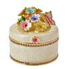 FJ FENGZHIJIE Enamel Flower & Butterfly Trinket Box, Crystal Decorated Jewelry Storage, Hand-Painted Round Case for Rings/Earrings, Perfect for Home D