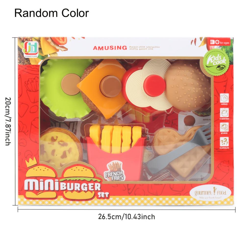 Hamburger And French Fries Pretend Play Toy Model Simulation Food, Hamburger Assembly, French Fries Storage