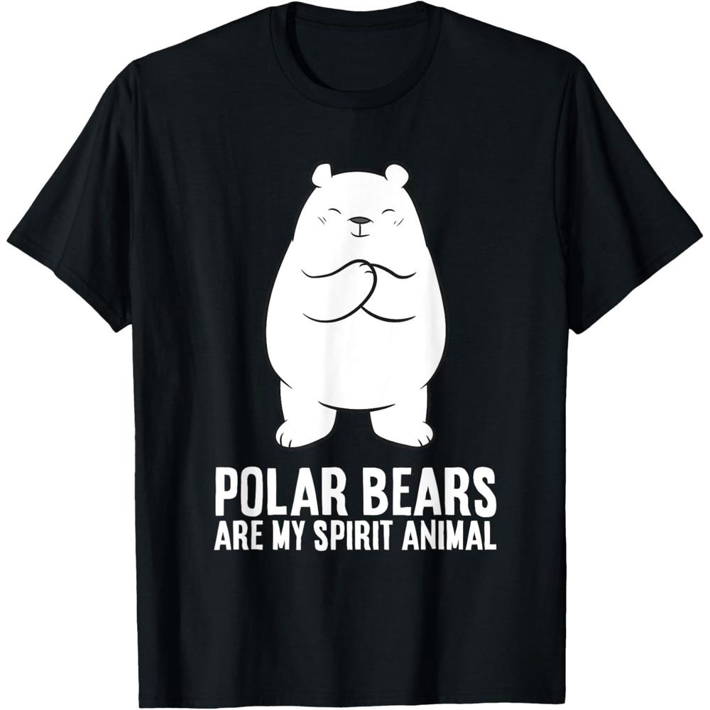 Funny Polar Bear Lover Polar Bears Are My Spirit Animal Cotton Men T Shirt L чёрный
