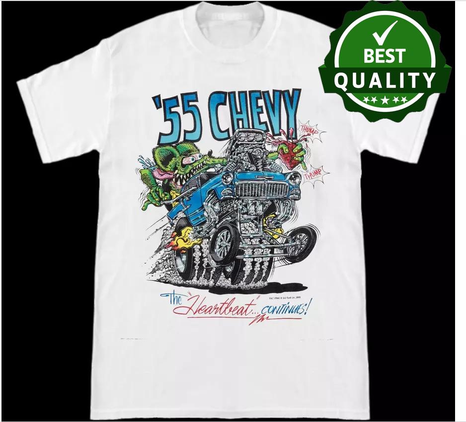 Ed Big Daddy Roth Rat Fink  55 Chevy Hot Rod White Cotton T-Shirt Unisex T-Shirt XXXL