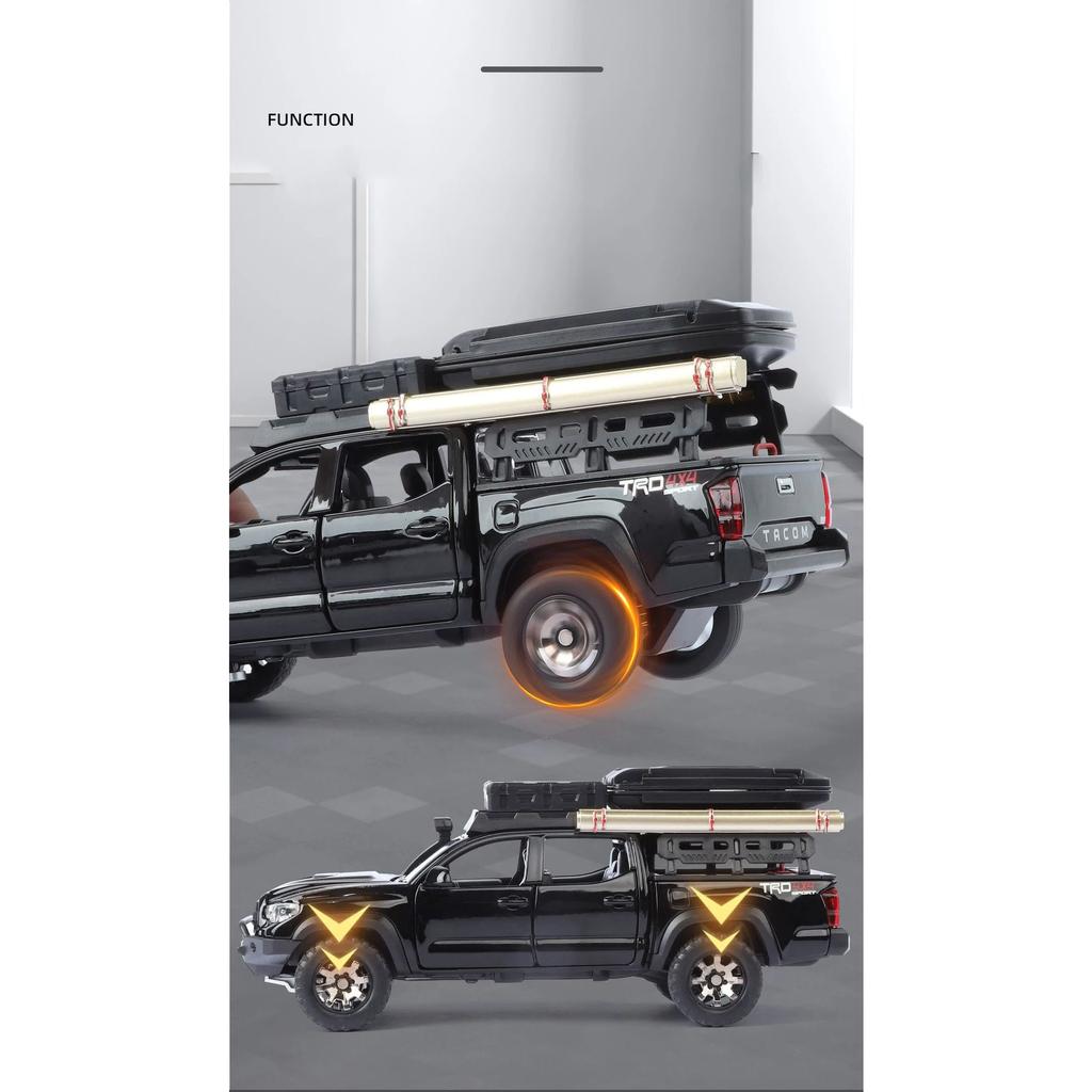 1/32 Toyota Tacoma Picku Wagon Alloy Car Model Sound and Light Pull Back Children's Toy Collectibles Birthday Gift