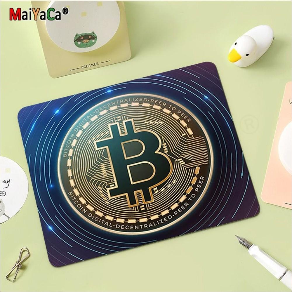 

Bitcoin Art Mousepad Rubber Small Thickened Mouse Pad Gaming Keyboard Table Mat Office Supplies Room Decor for PC Mouse Carpet Not LockEdge 18x22cm