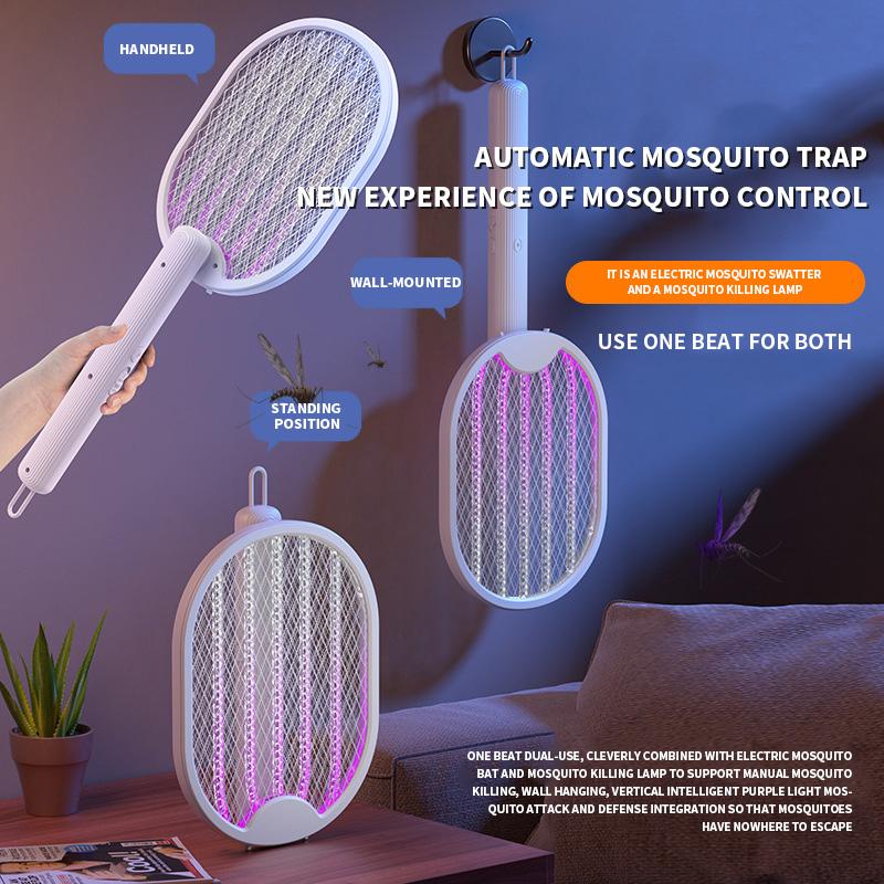 Liquidazione_Pieghevole Elettrico Ammazzazanzare Schiaccamosche Trappola Ricaricabile USB Racchetta Zanzare Insetticida con Luce UV Bug Za