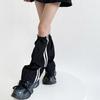 Damen Harajuku Seitliche Doppelt gestreifte Cargo Beinabdeckung mit Kordelzug Motorrad Baggy Fußlose Socken Beinstulpen Gamaschen