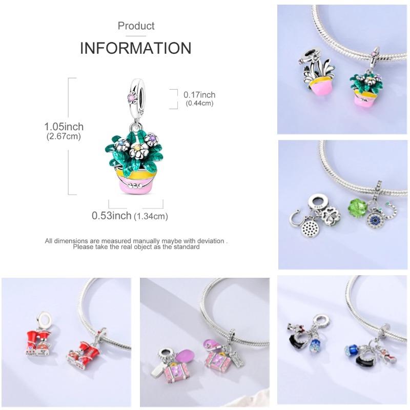 PAMELA 925 Silver Heart Birthstone Charm with Multi-color Zircon Flower Bead for Bracelet Best Gift
