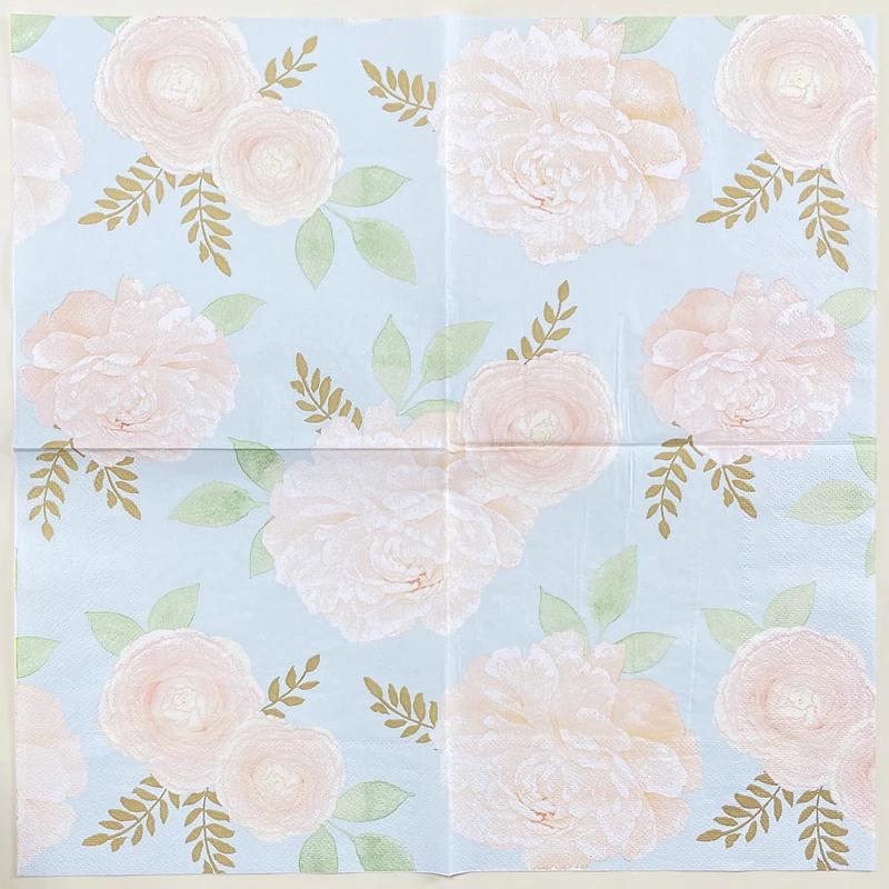 20pcs/Pac 33*33cm 2-Ply Disposable Party Napkin Floral Pattern