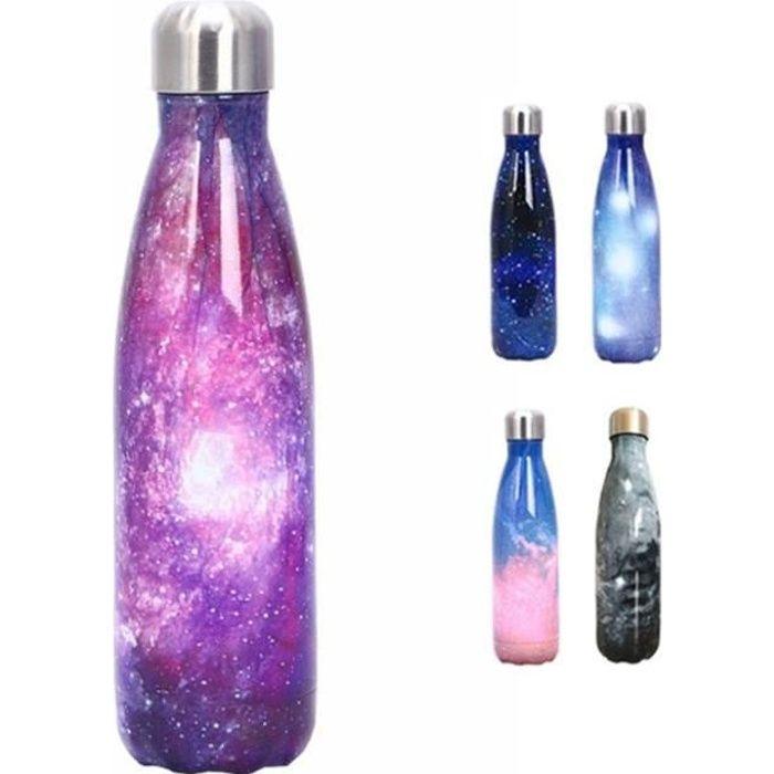 Bouteille d'eau isotherme - Galaxie C: Violet - 500ml - Acier inoxydable - Silicone sans BPA - Multisport