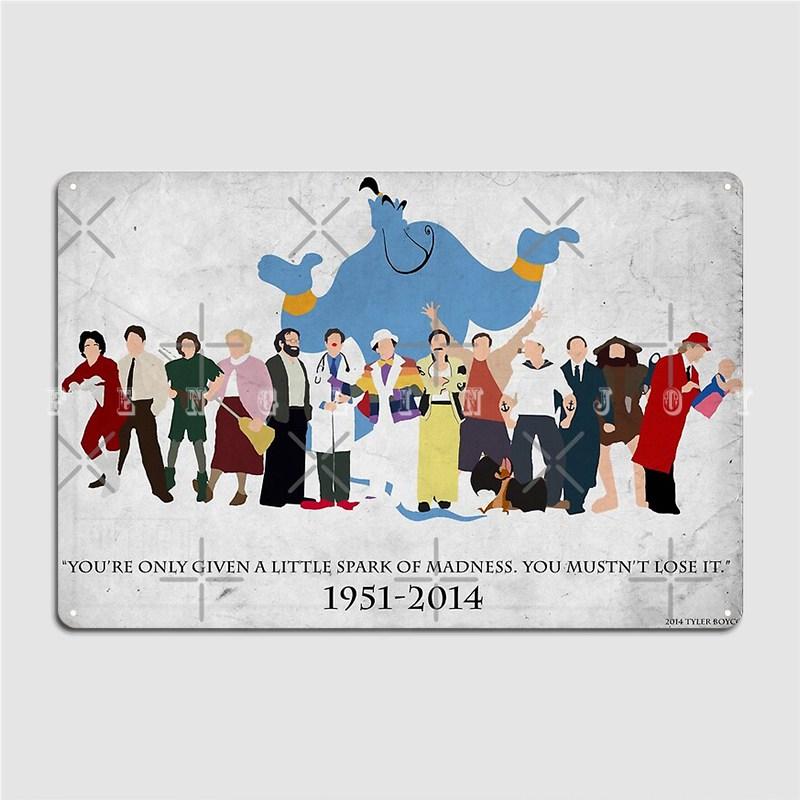 

Minimalist Inspired Robin Williams Character Tribute Poster Metal Plaque Club Party Club Bar Mural Painting Tin Sign Posters 20x30cm