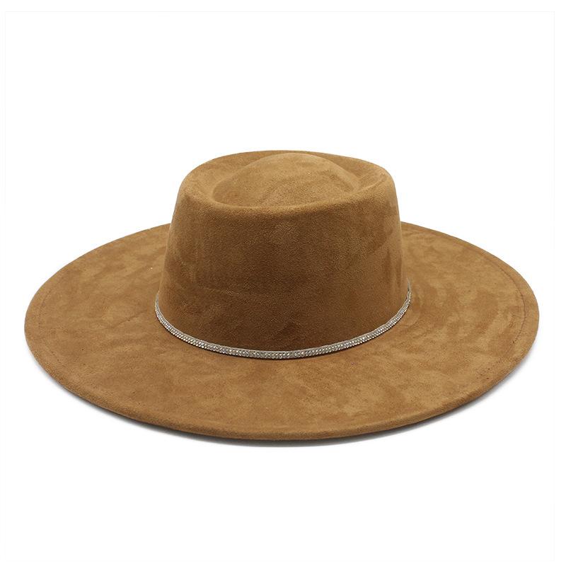 Suede Convex Top Hat Women'S Versatile British Vintage French Felt Hat Panama Eaves