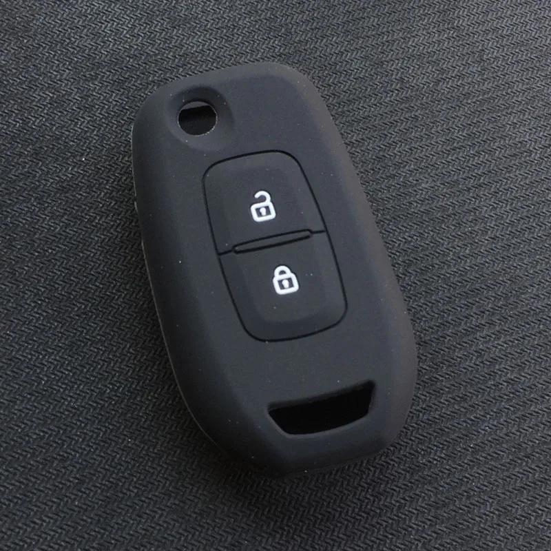 

2 button silicone car key cover case shell for renault duster logan clio Koleos captur 2016 key чёрный