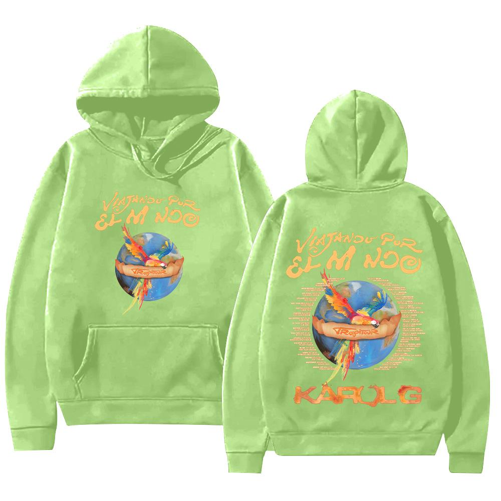 Karol G Viajando Por El Mundo Tropitour Hoodies Long Sleeve High Street Sweatshirts Unisex New Pattern Pullovers