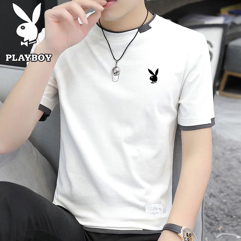 PLAYBOY Men's Faux Two-Piece Short Sleeve T-Shirt