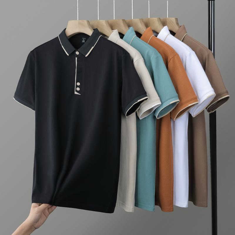 Mens Casual Solid Color Short Sleeve Polo Shirt