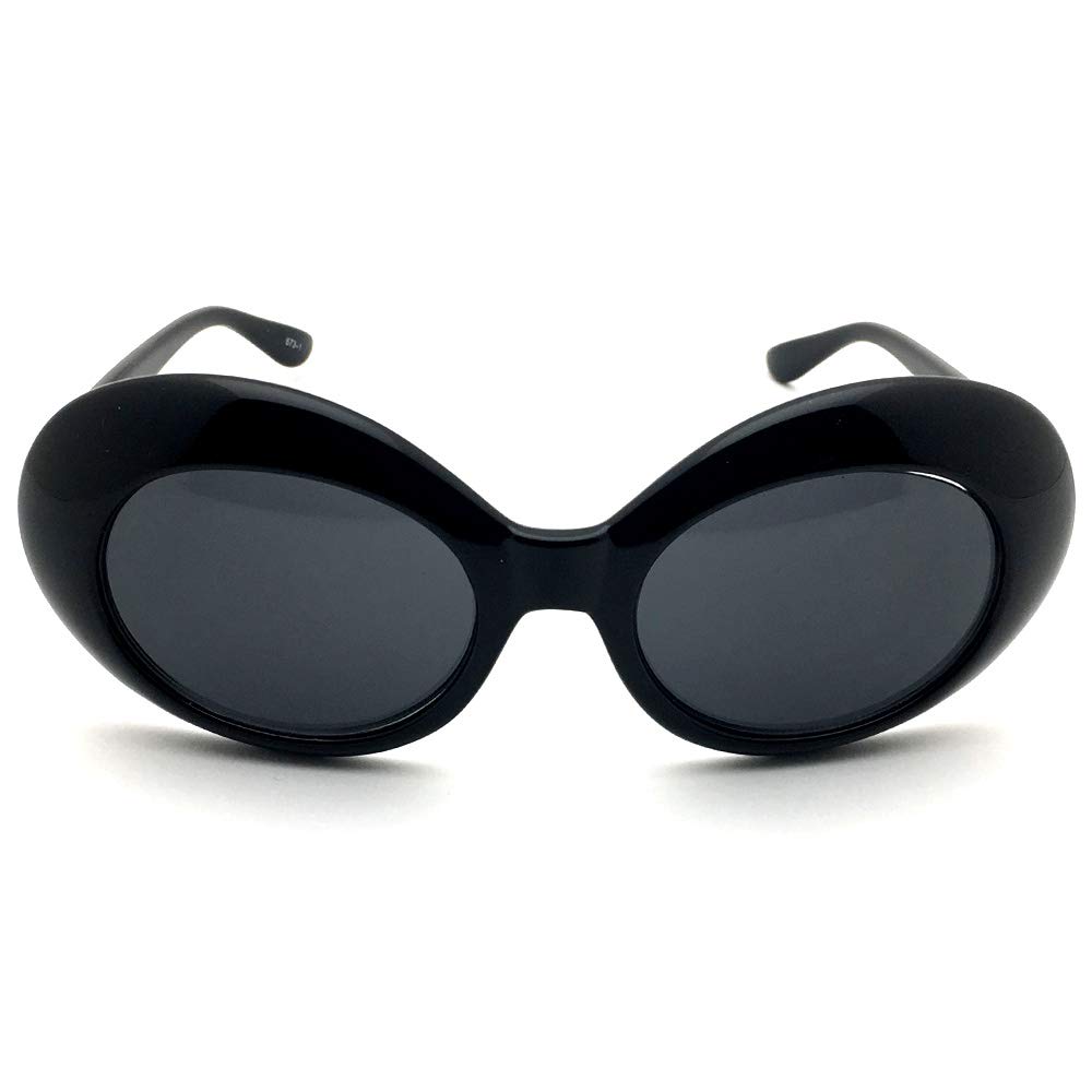 [Glasses Glasses Glasses] Designed for Japanese people Grunge Round Sunglasses, Oval, Large, Big Frame, Black 673-bksm