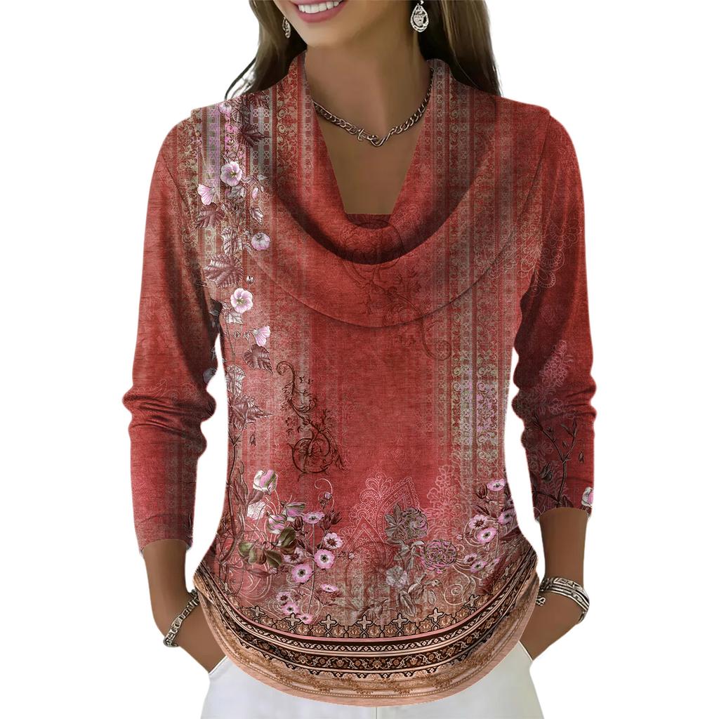 Dámský ležérní a módní svetr s dlouhým rukávem a potiskem, kulatým výstřihem