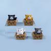 4Pieces Funny Basket Cats Miniature Figurine Plastic Decorative Ornaments Living Space Accent Gift for Kitten Lover