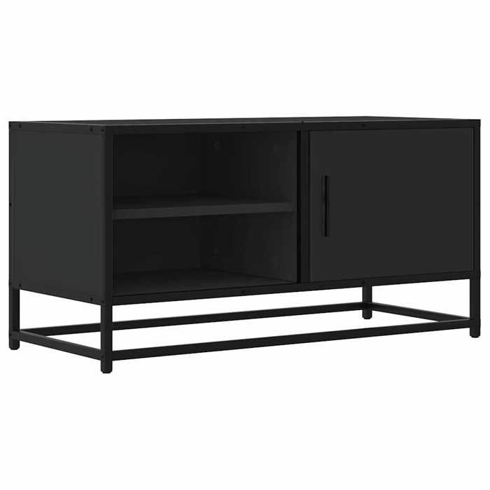 VidaXL Meuble TV noir 80x34,5x40 cm bois d'ingénierie et métal, banc TV, meuble hifi, centre de divertissement, buffet TV, 848819