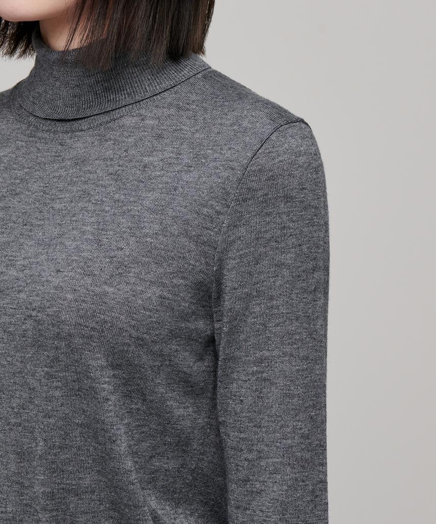 MUSINSA STANDARD WOMAN Women'S Merino Wool Blend High-Gauge Turtleneck Knit [Medium Grey]