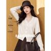 Basic House Women's V-Neck Lace-Trimmed Knitted Cardigan