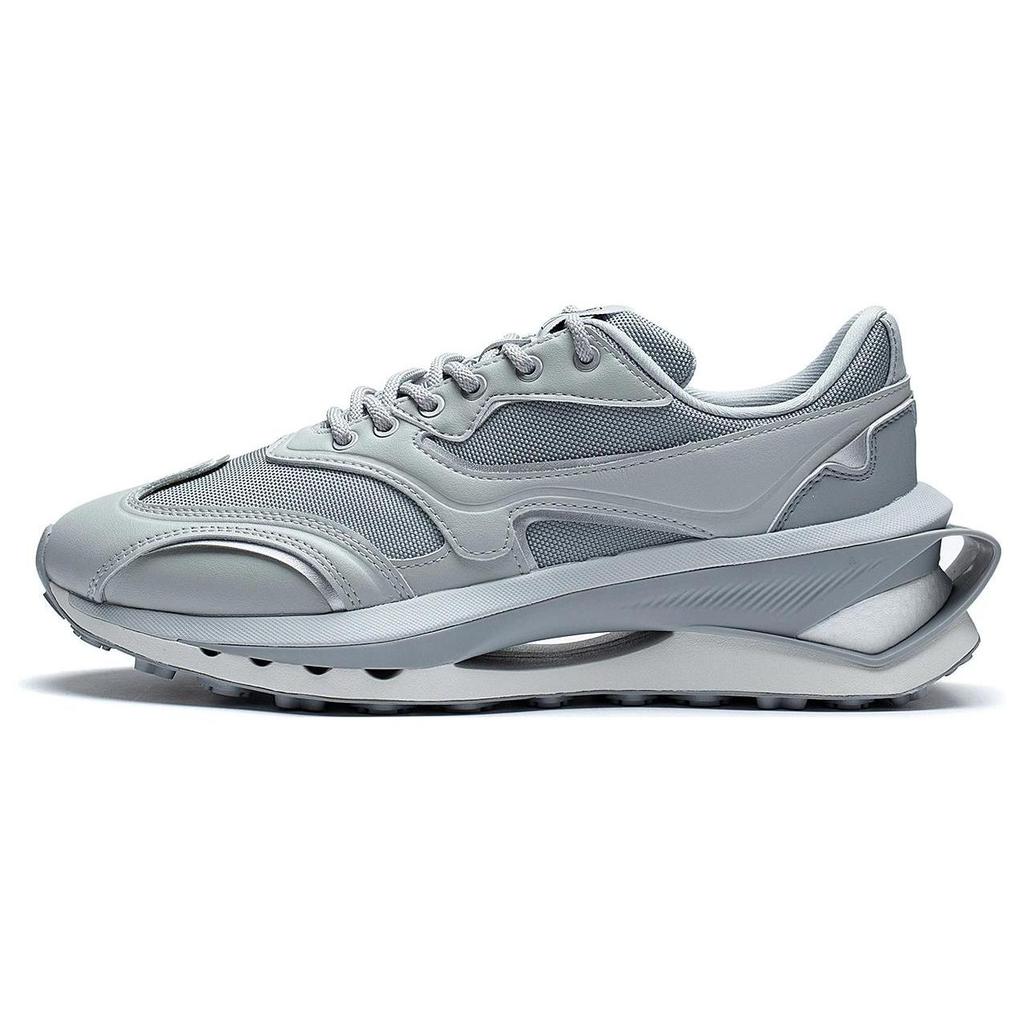 Li Ning Slip Resistant Abrasion Resistant Low top Casual Shoes Men's Silver AZGS005-7