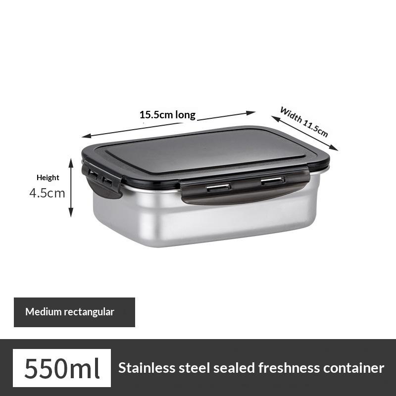 Fresh Keeping Stainless Steel Food Box Reusable Lunch Container with Leakproof Lid for Outdoor Travel Camping