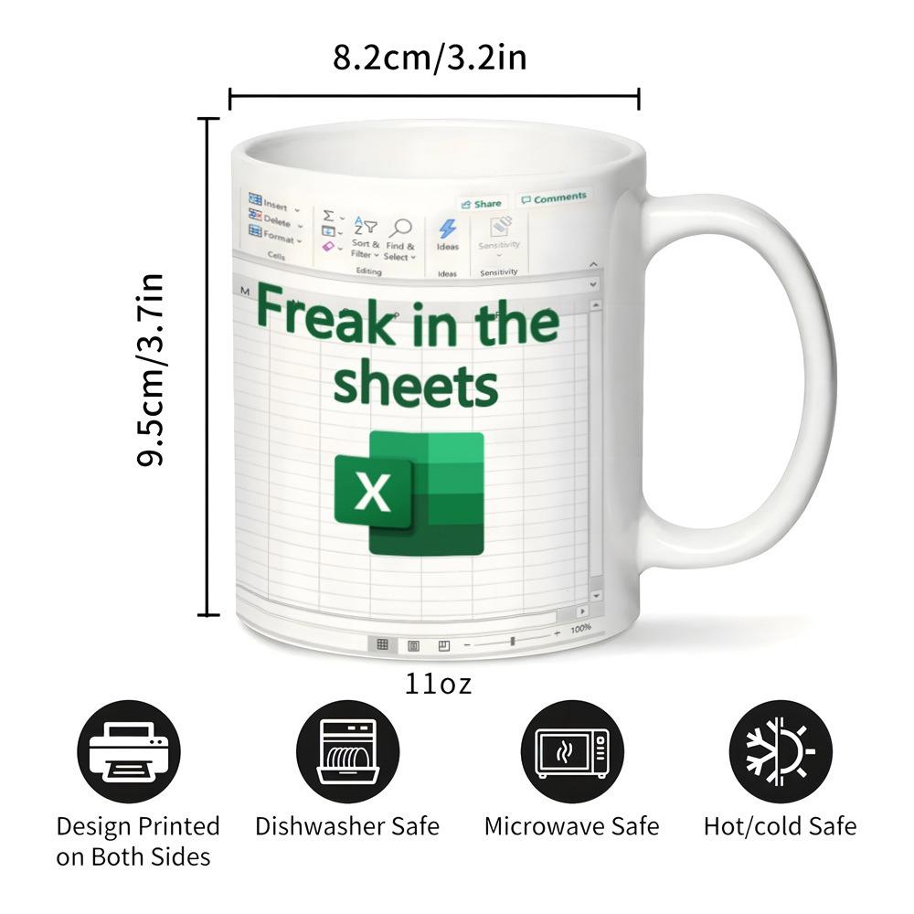 Excel-Freak im Bett, Weiße Tasse, Frühstückskaffee und Tee, Wasserbecher, Weihnachtsgeschenk, Strumpffüller