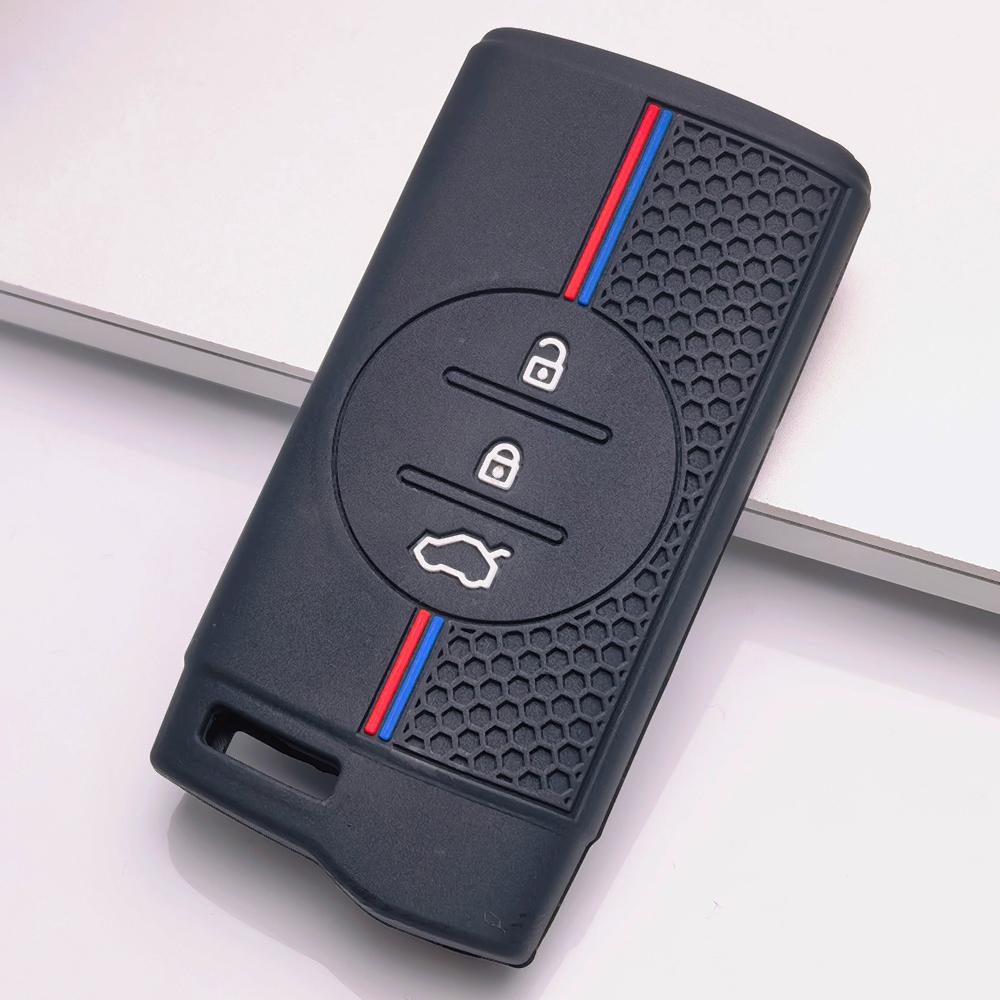Soft Silicone Remote Key Case for Chery Tiggo 2 Tiggo 3X Tiggo 4 Tiggo 5X Tiggo 7 Pro Tiggo 8 Pro Honeycomb Texture Racing Stripe Remote Key Protector