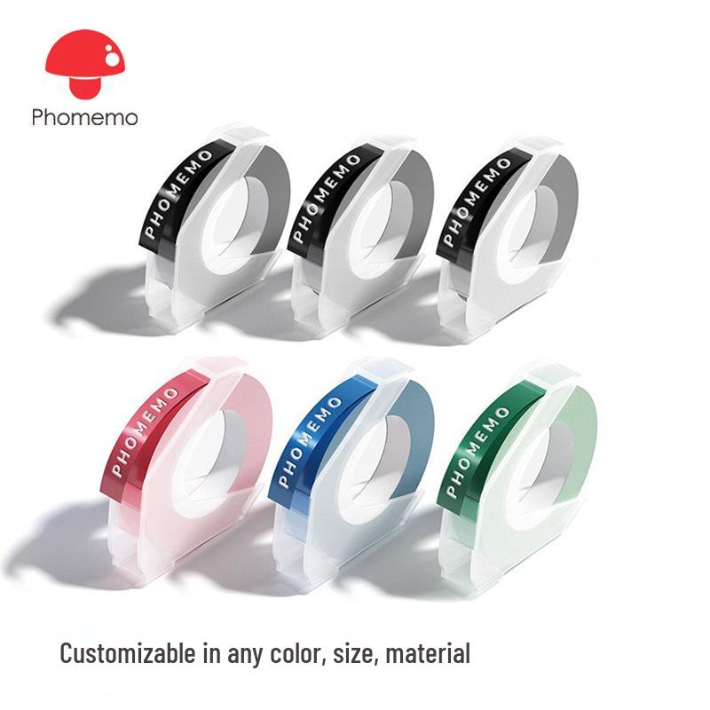 Phomemo 9mm x 3m Nastro Etichette Colorato Goffrato Impermeabile Resistente all'Olio e ai Graffi Pressa