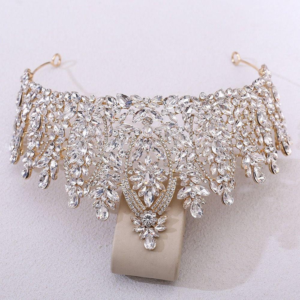 Luxury Bridal Tiara Multi Color Pageant Crown Headwear Baroque Crystal Wedding Crown  Women Party
