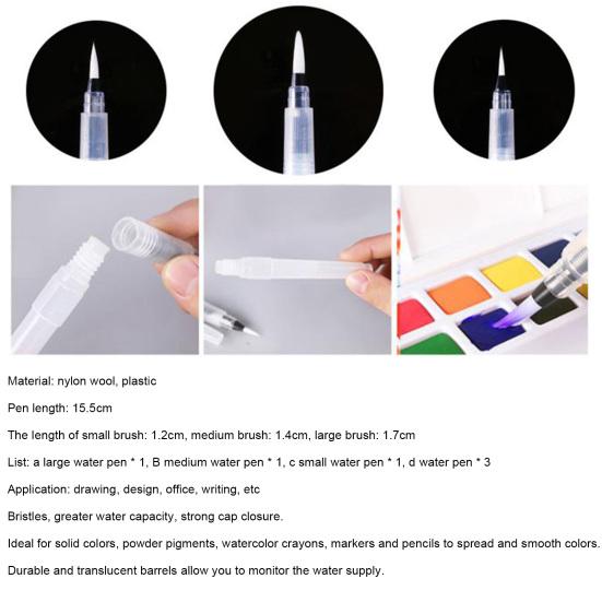 Pen Smooth Stronger Bristles Larger Water Capacity Powdered Pigment Watercolor Pen for Drawing