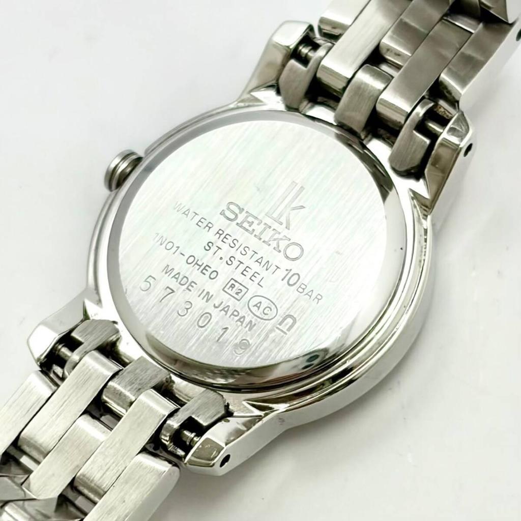 Used [New Battery] SEIKO 4P Diamond Shell Ladies Watch Silver 1N01-0HE0 573019