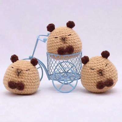 1-s Cute Funny Handmade Crochet Kapibala Doll Mini Capybara Plush ToyA Gift for a Friend Unique Birthday Party Decoration