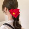 Elástico de Cabelo Scrunchie Estilo Chinês Estrela Vermelha para Mulheres 2025