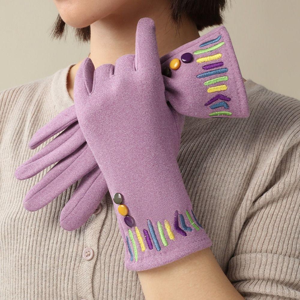 

Thickened Gloves Full Finger Winter Mittens Women Suede Velvet Gloves Outdooor чорний