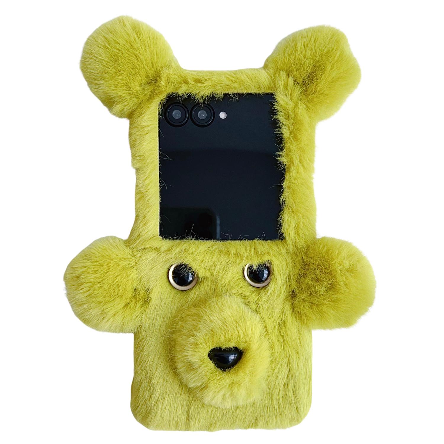 

Для Motorola Razr 50 Ultra 5G/Razr+ 2024 5G Чехол 3D Медведь Искусственный Мех Пушистый Внутренний ТПУ Чехол для Телефона Green